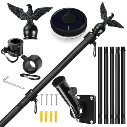 LETSTRY 6ft flagpole kit with solar light for outdoor display.