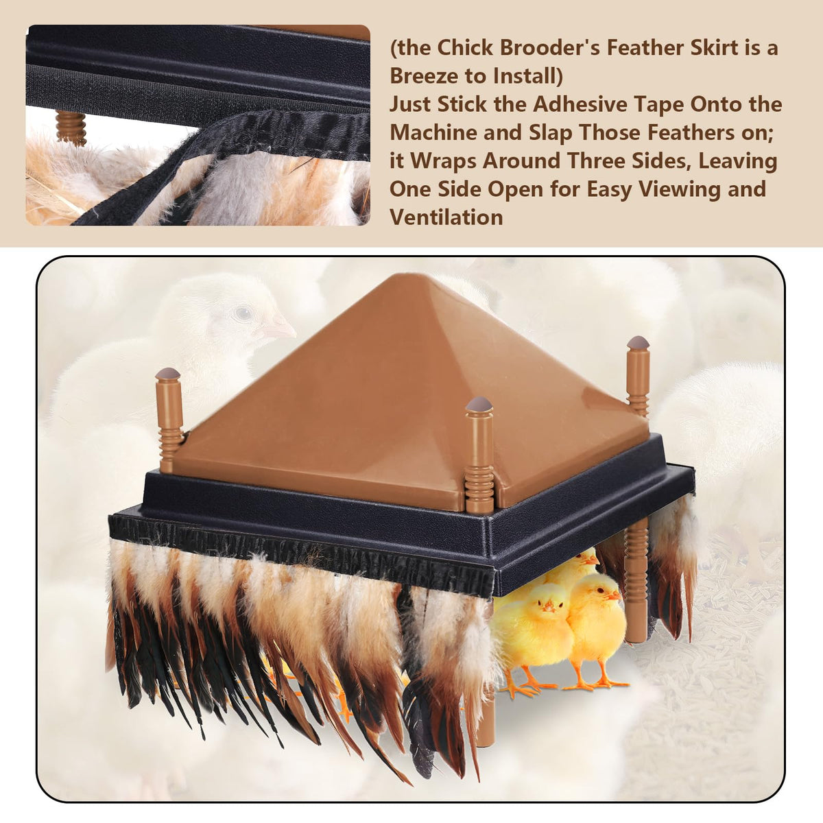Lettry cuttable feather skirt demonstrates easy customization for any incubator.