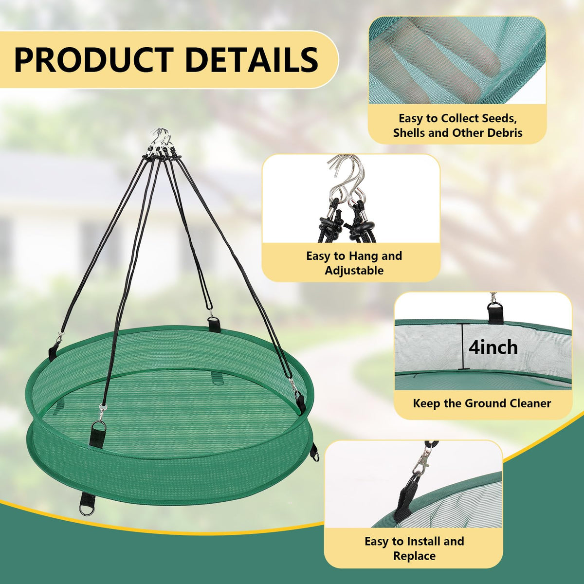 Lettry durable polyester mesh seed catcher for outdoor use