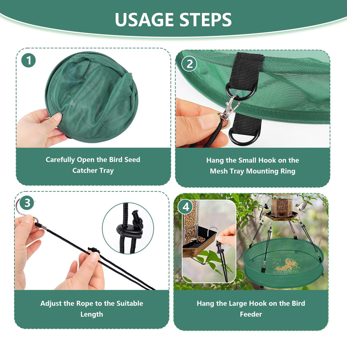 Lettry seed catcher installation with hook and mounting ring