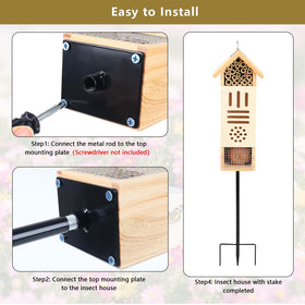 Lettry insect house mounted on tree enhances garden biodiversity by attracting beneficial insects.