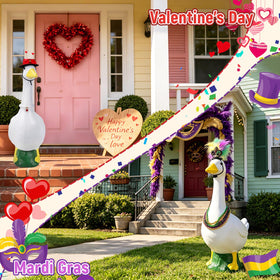 Lettry outdoor garden decoration with goose costumes enhances curb appeal.