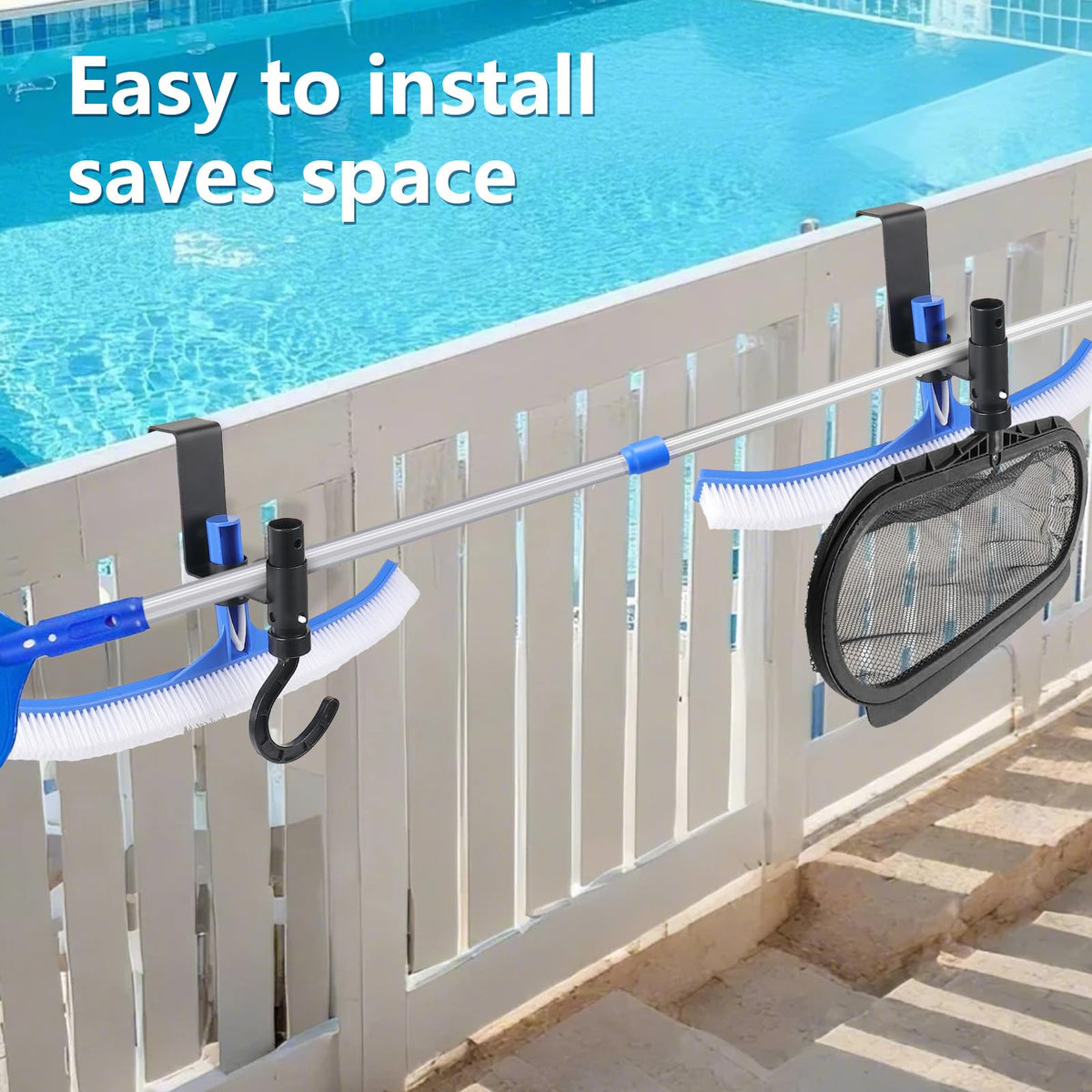Lettry pool tool organizer holds four heads for quick access