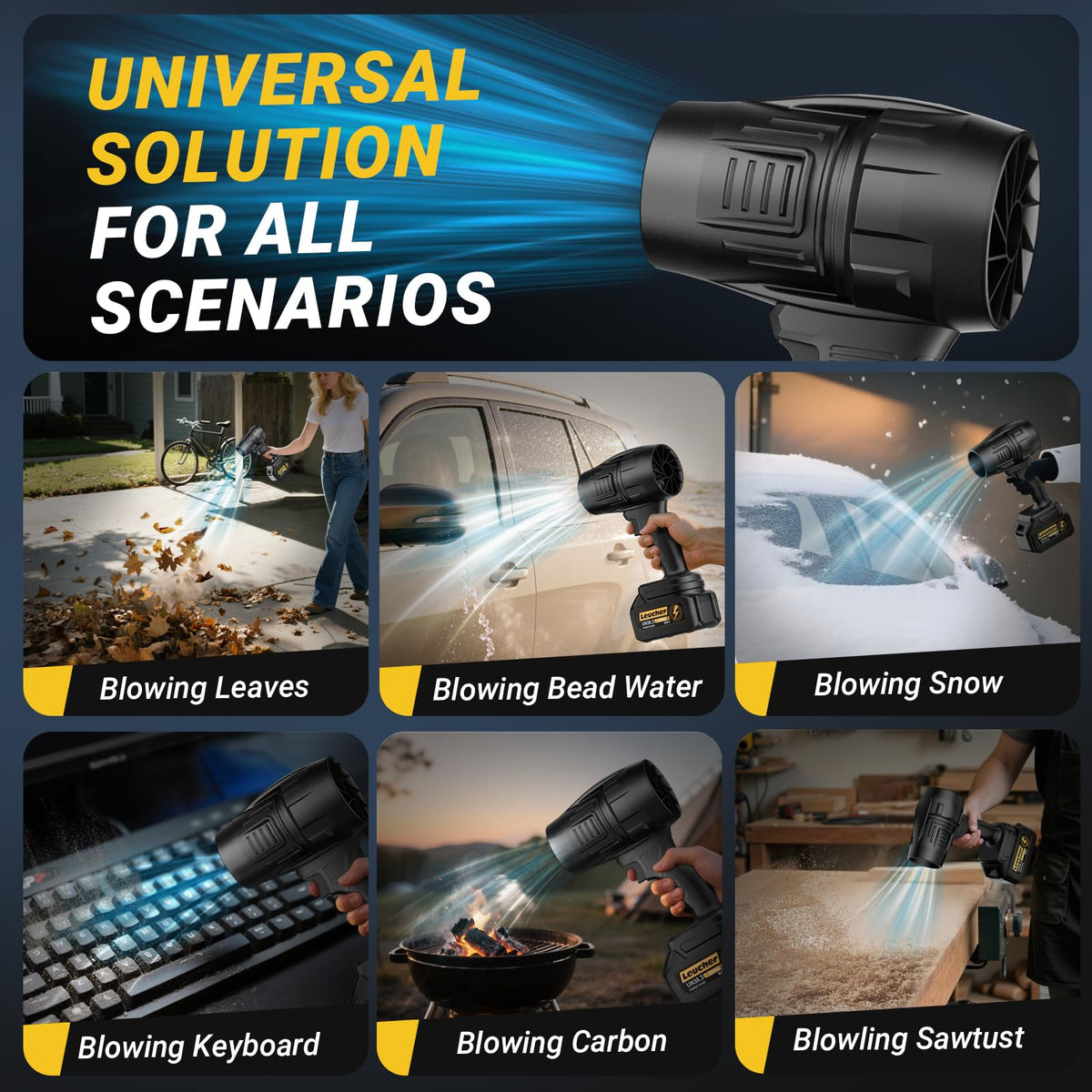 Leucher blower with pressure-sensing control adjusts airflow in real time.
