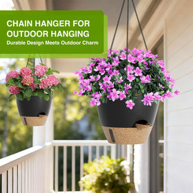 LEWESU 10-inch hanging plant pot with removable tray for travel-friendly plant care