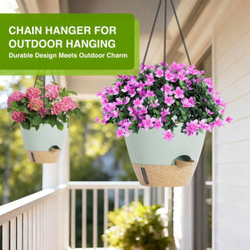 LEWESU 10-inch hanging planter with removable tray supports moisture between waterings.