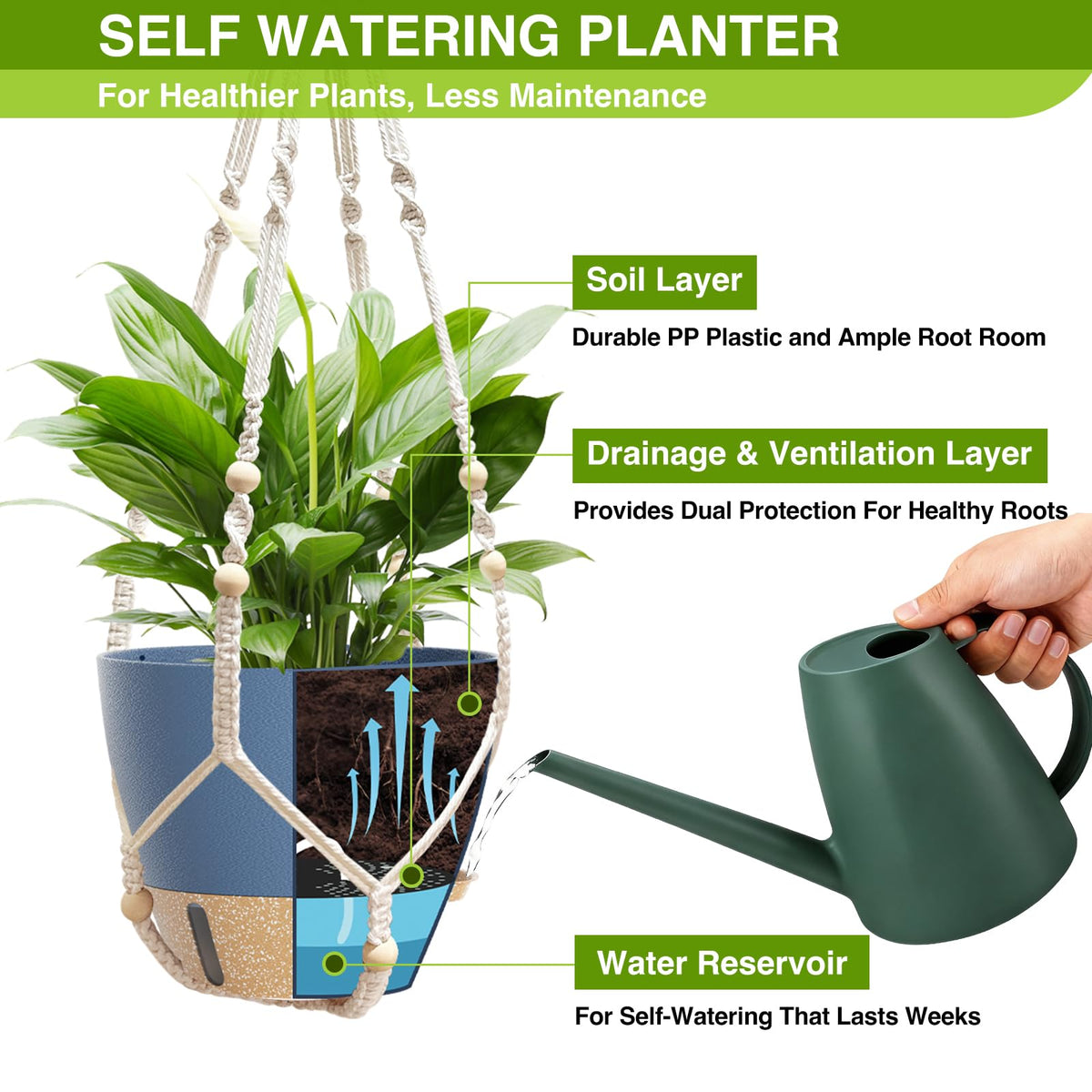 LEWESU macrame plant hanger adding bohemian style to the pot