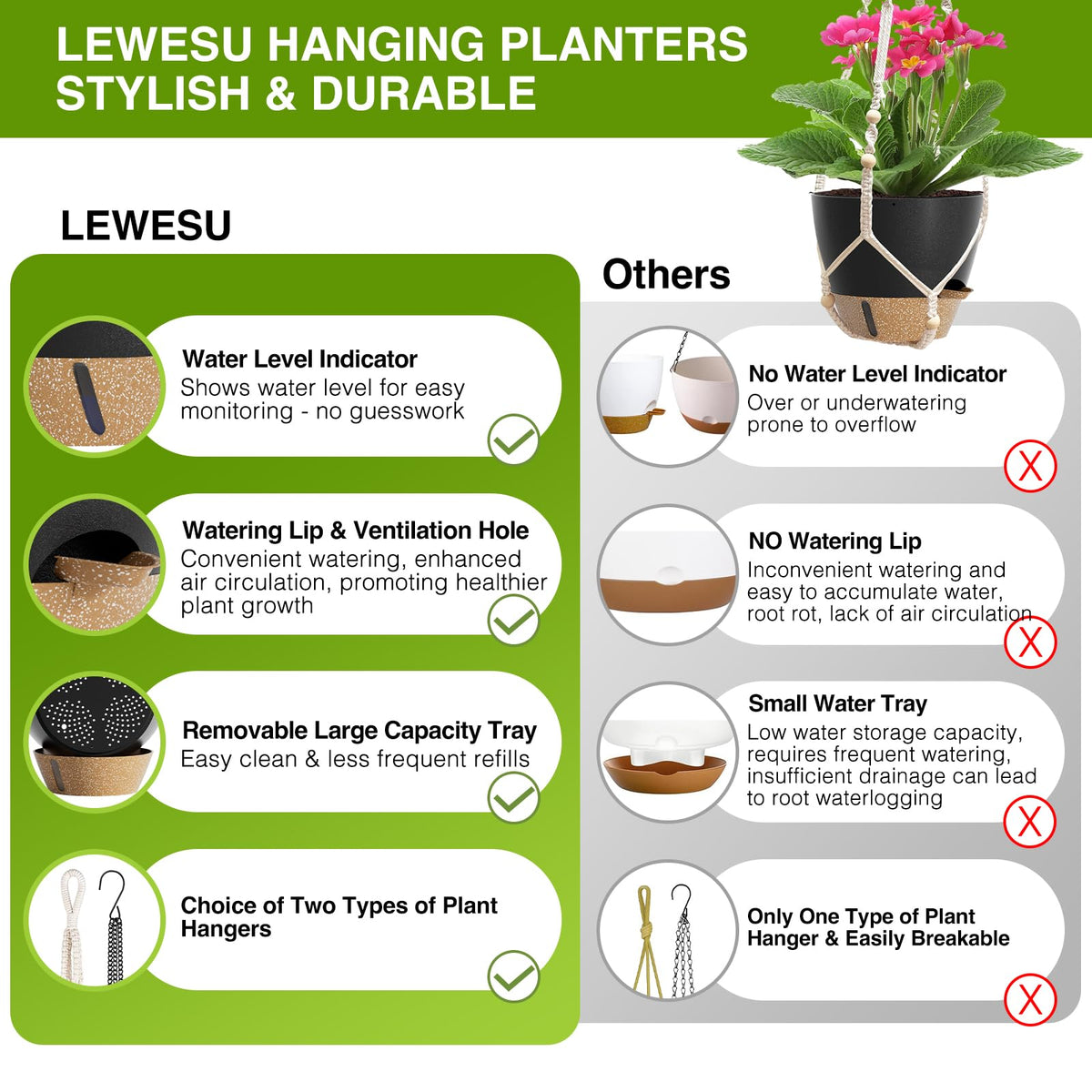 LEWESU midnight-black finish complements any decor