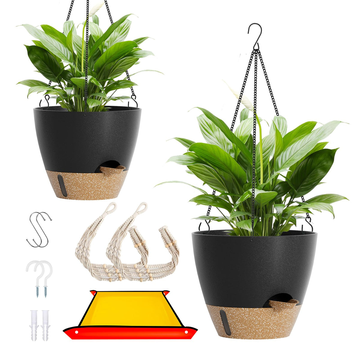 LEWESU self-watering hanging pot with water level indicator for easy plant care
