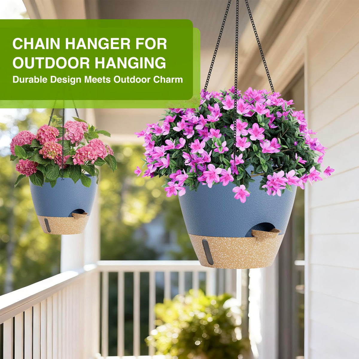 LEWESU self-watering hanging pot with water level indicator for easy care