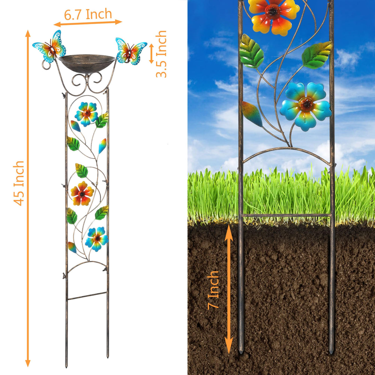 LEWIS&WAYNE decorative butterflies on trellis enhance garden charm and color.