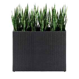 LEWIS&WAYNE tall planter exterior view with rectangular wicker design for outdoor spaces