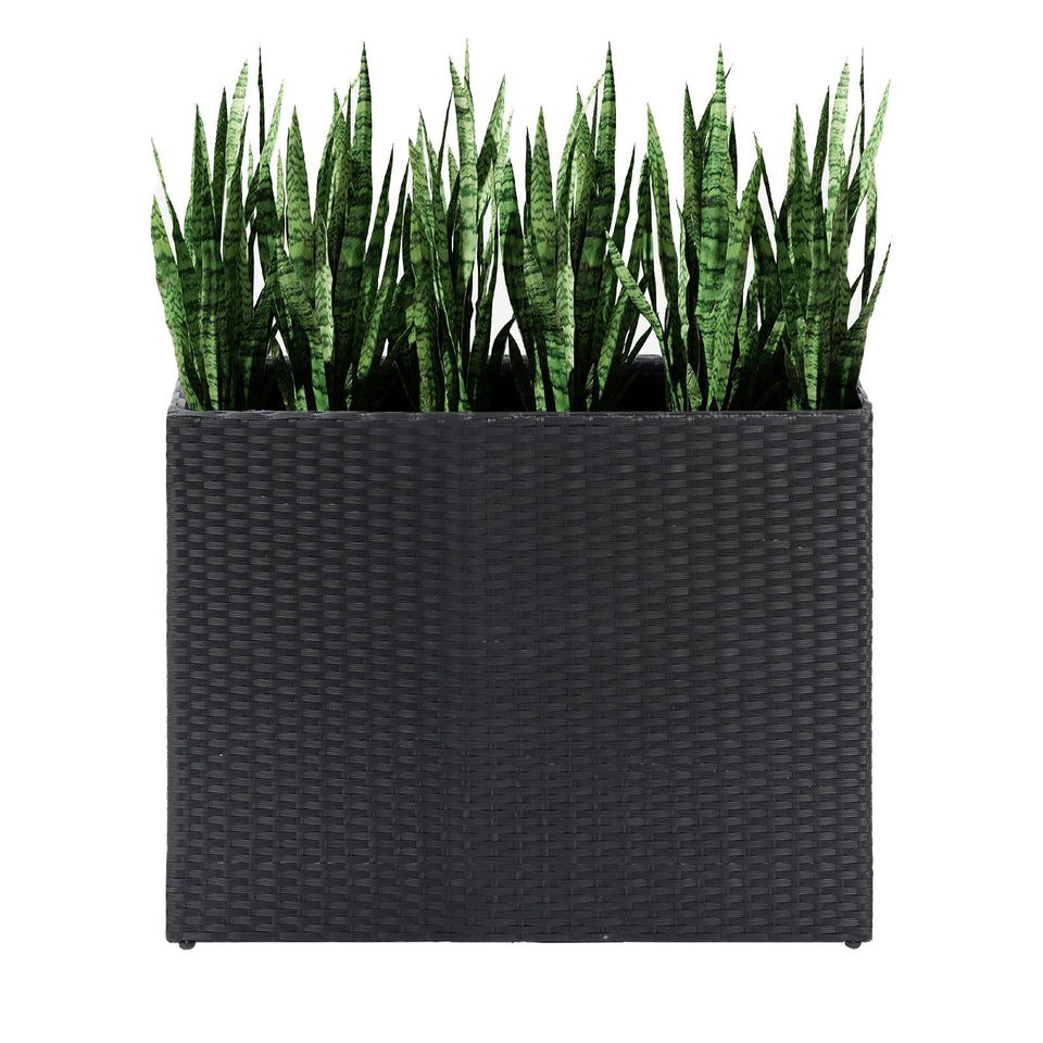 LEWIS&WAYNE tall planter exterior view with rectangular wicker design for outdoor spaces