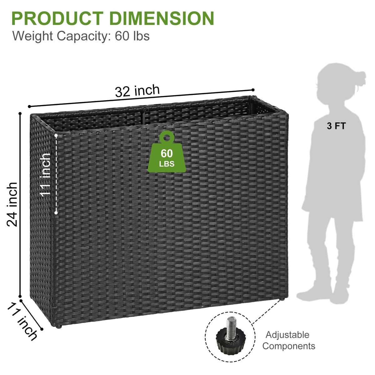 LEWIS&WAYNE tall planter removable liner keeps soil separate and planter clean