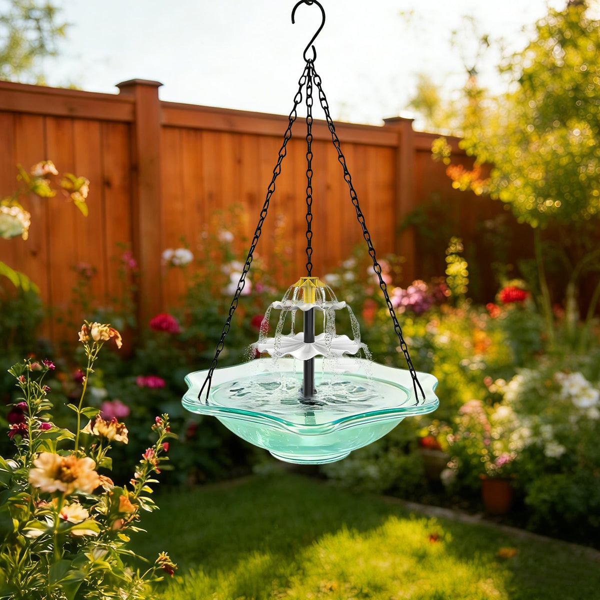 Lewisia 3-Tier solar bird bath fountain assembly in sunlight, quick setup for bird-friendly yard décor