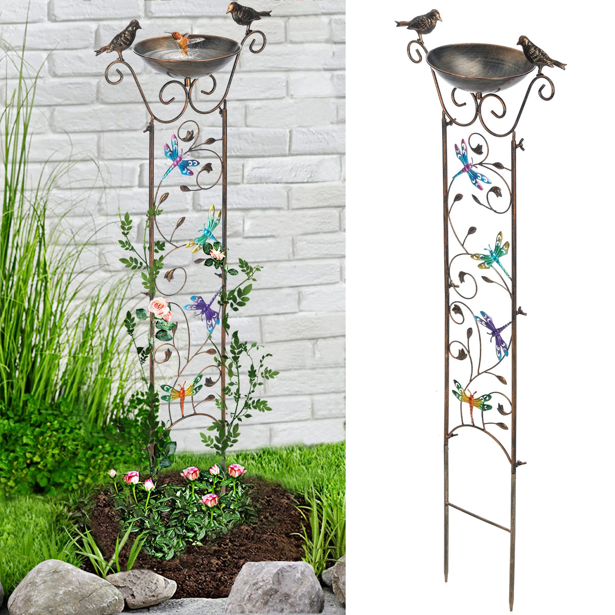 LEWIS&WAYNE Garden Trellis with dragonflies enhances color and wildlife-friendly ambiance.
