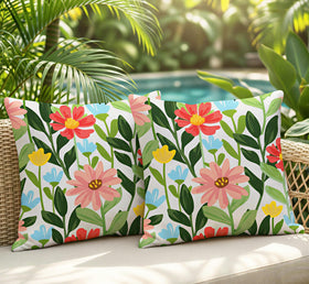 Lewondr floral-pattern outdoor pillow cover adds vibrant color to patios and gardens.