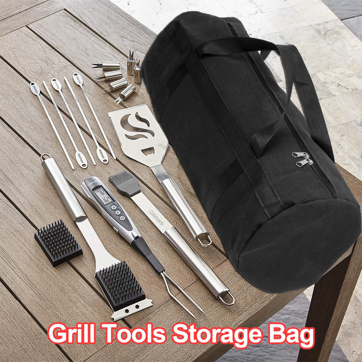 LEXICHER spacious grill bag, wide strap, easy access during barbecues.