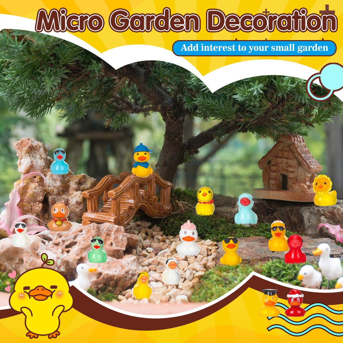 Leyndo colorful ducks enhance diorama displays with whimsy and color.