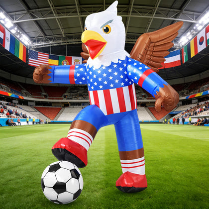 Leyndo eagle on soccer ball with LED lighting enhances outdoor decor.