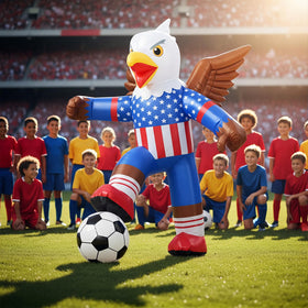 Leyndo illuminated eagle at night adds bright ambiance to parties.