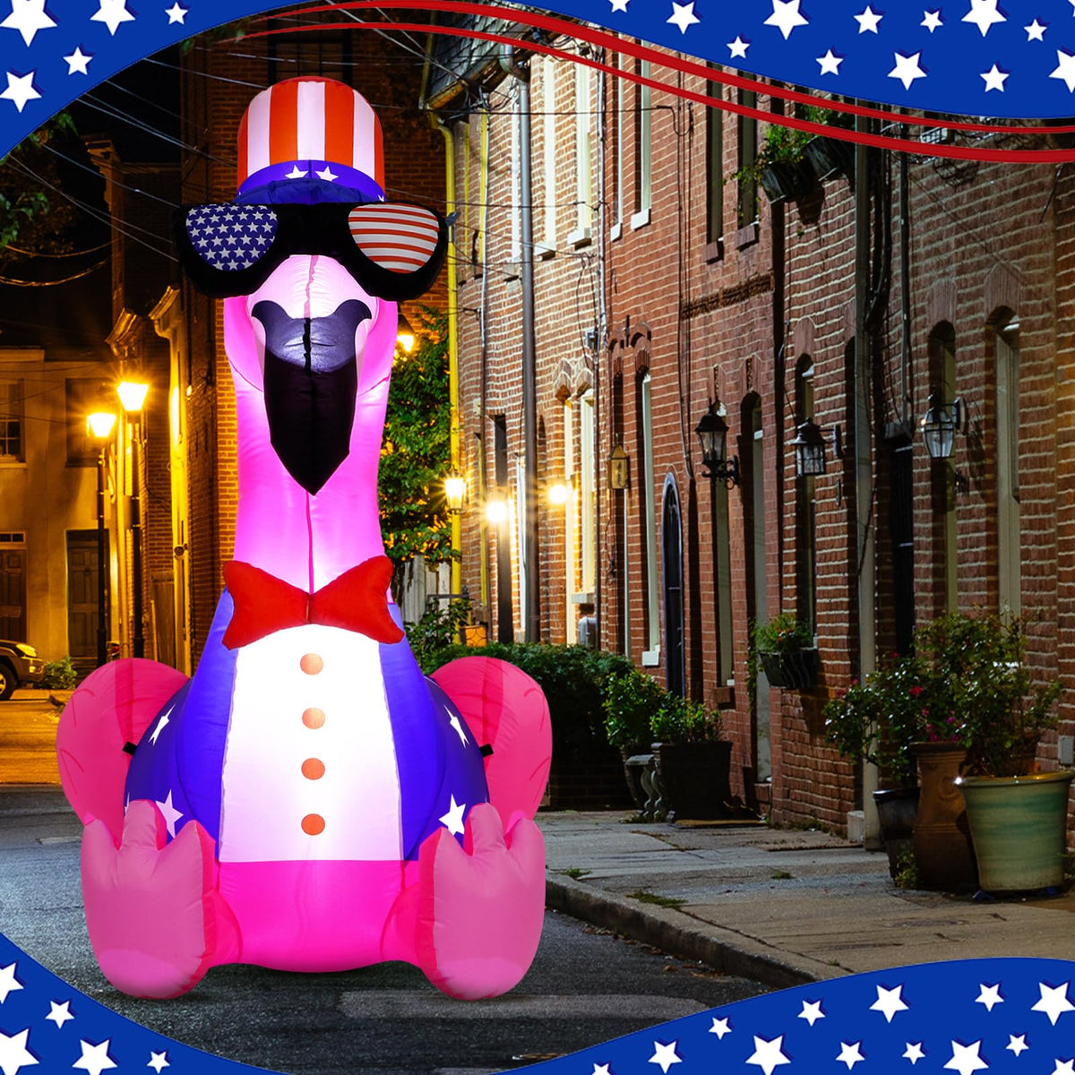 Leyndo inflatable illuminated at night for enhanced curb appeal.