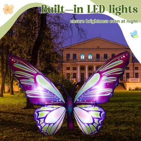 Leyndo night-lit butterfly inflatable lights up the yard at dusk