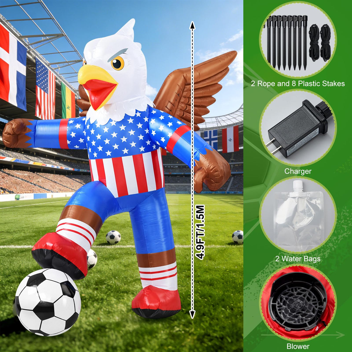 Leyndo outdoor eagle inflatable ready for fast setup with built-in blower.