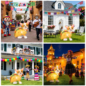 Leyndo outdoor yard decoration inflatable creates a festive photo backdrop.