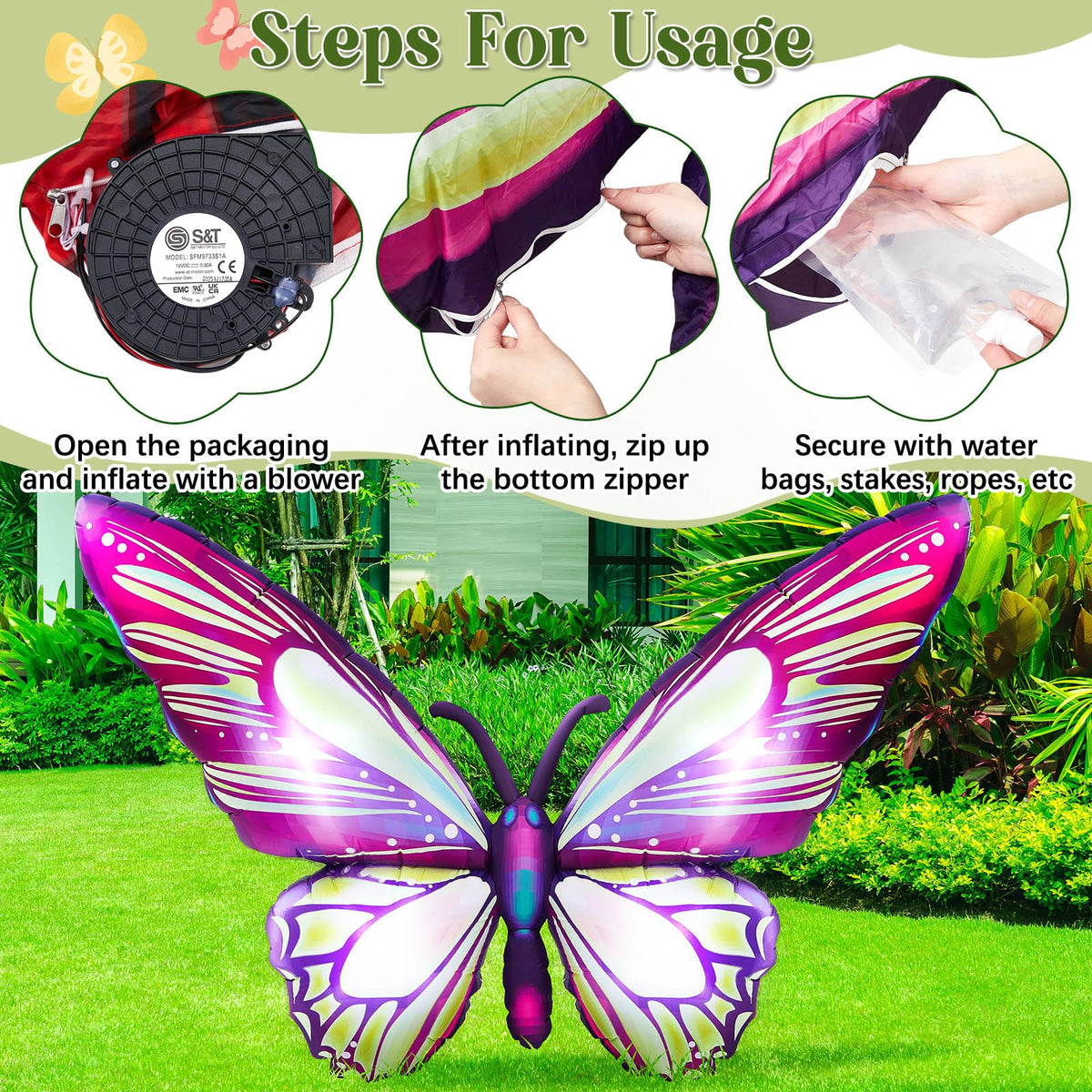 Leyndo spring butterfly outdoor decor with illumination for evening events