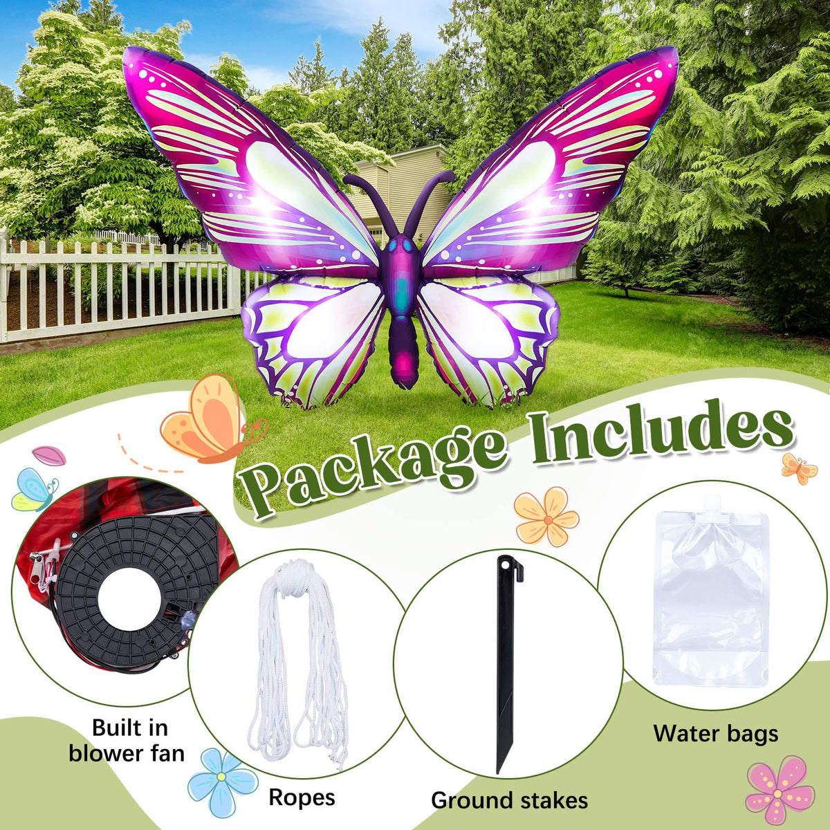Leyndo waterproof durable butterfly inflatable for year-round use