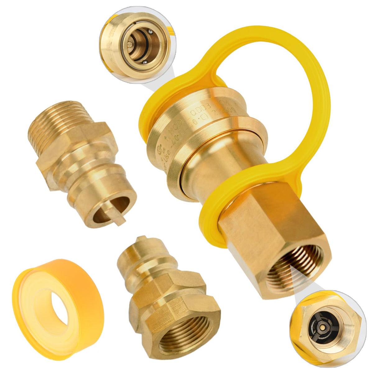 Lezbanz brass quick-connect protective cover keeps fittings dry when not in use.