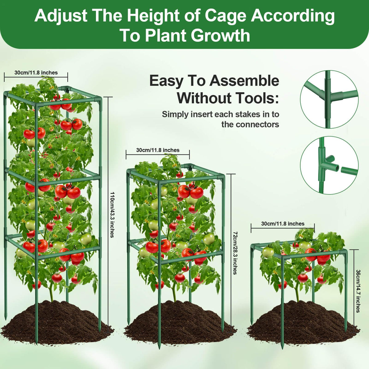 Lezmarket 43-inch square cage provides ample space for climbing plants.