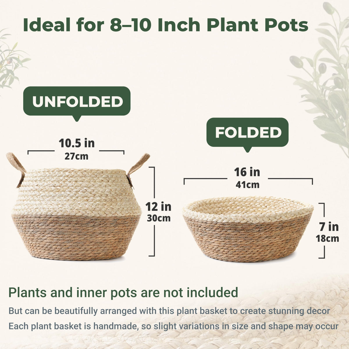 Lfory woven plant basket showcases faux greenery with rustic elegance.