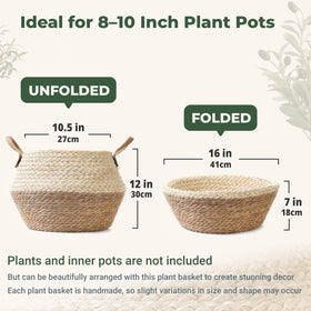 Lfory woven plant basket showcases faux greenery with rustic elegance.