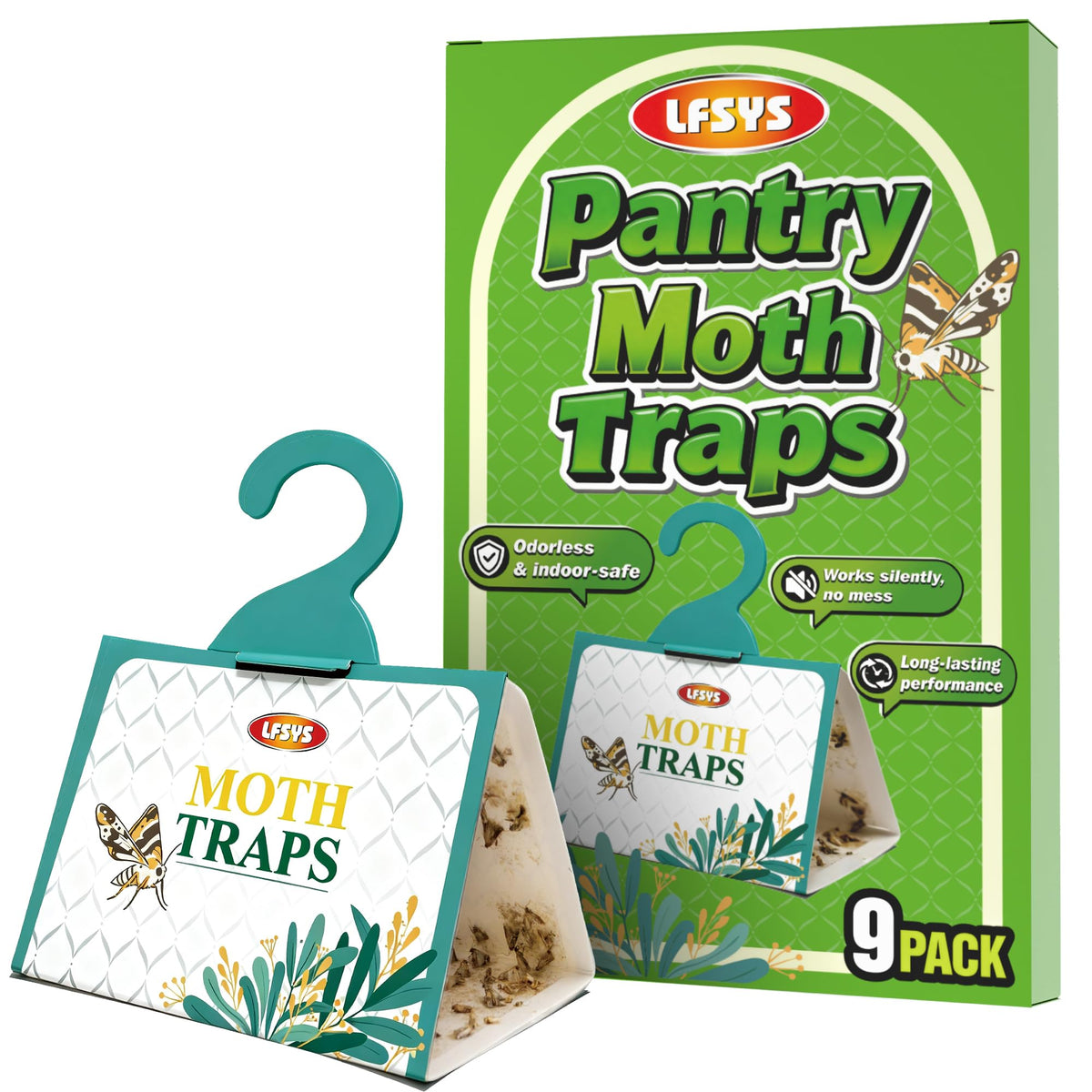 LFSYS nine-pack sticky trap shows the durable adhesive surface for reliable insect capture.