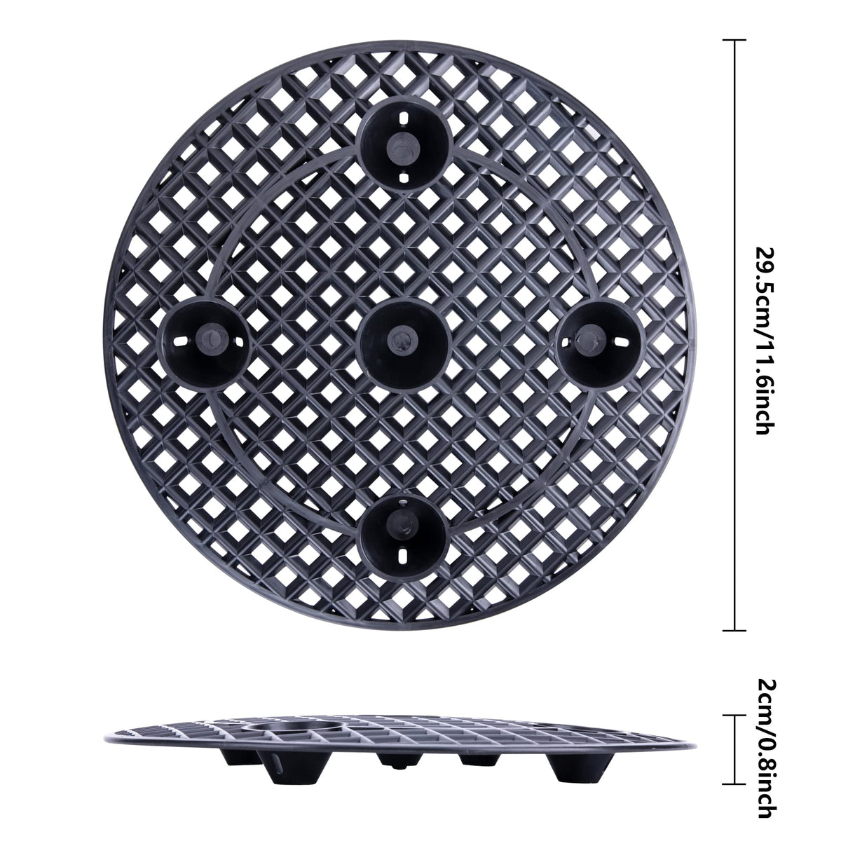 LFUTARI 12-inch plant saucer elevates pots to protect surfaces from moisture.