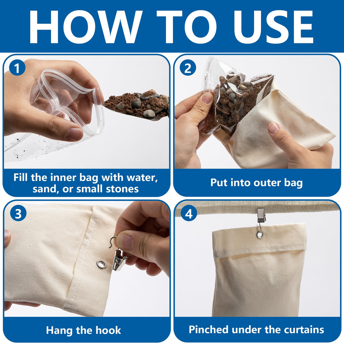 LFUTARI metal clips secure a drill-free curtain setup