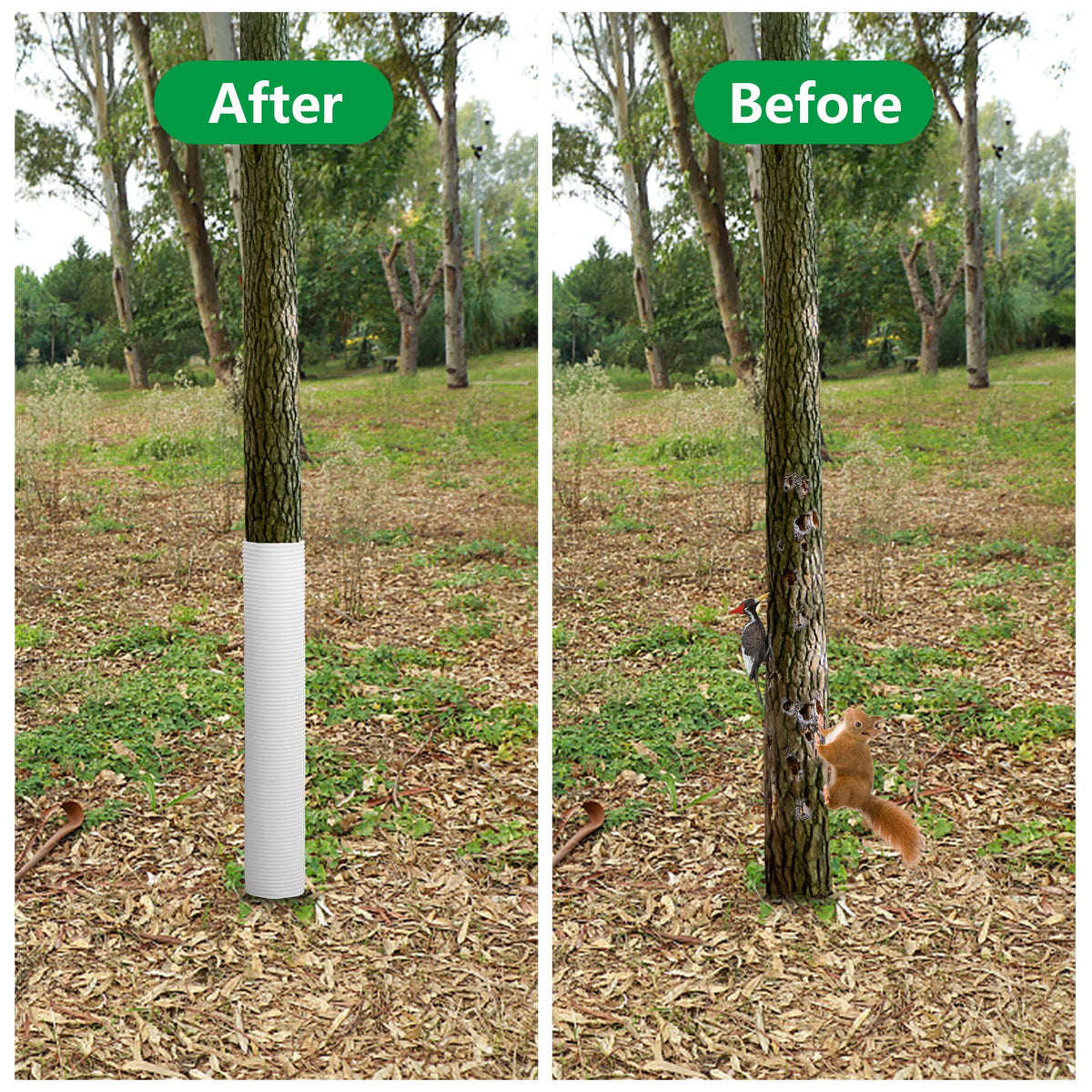 LFUTARI sapling protection tubes installed quickly around a trunk