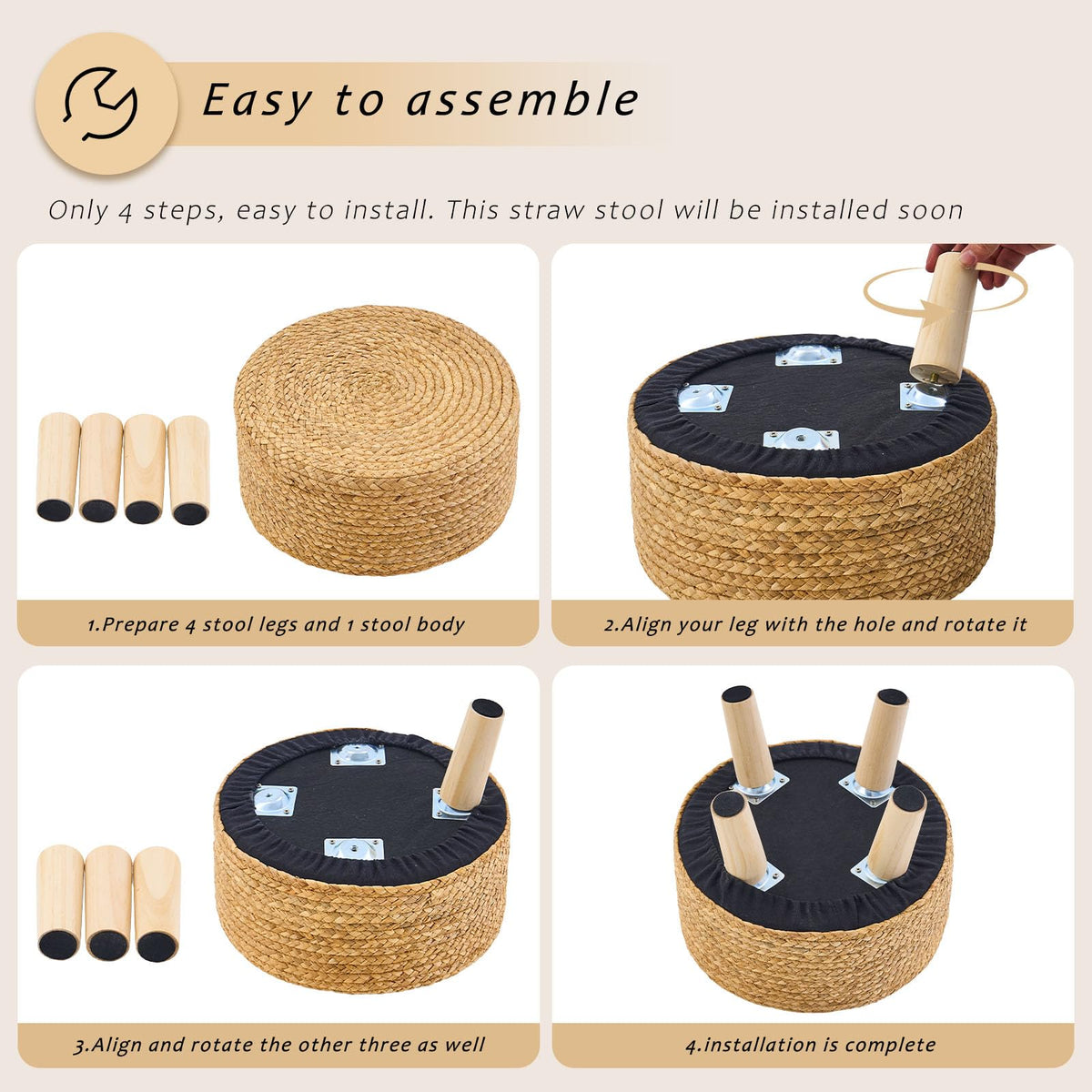 LGENHOOM tool-free assembly legs attach quickly
