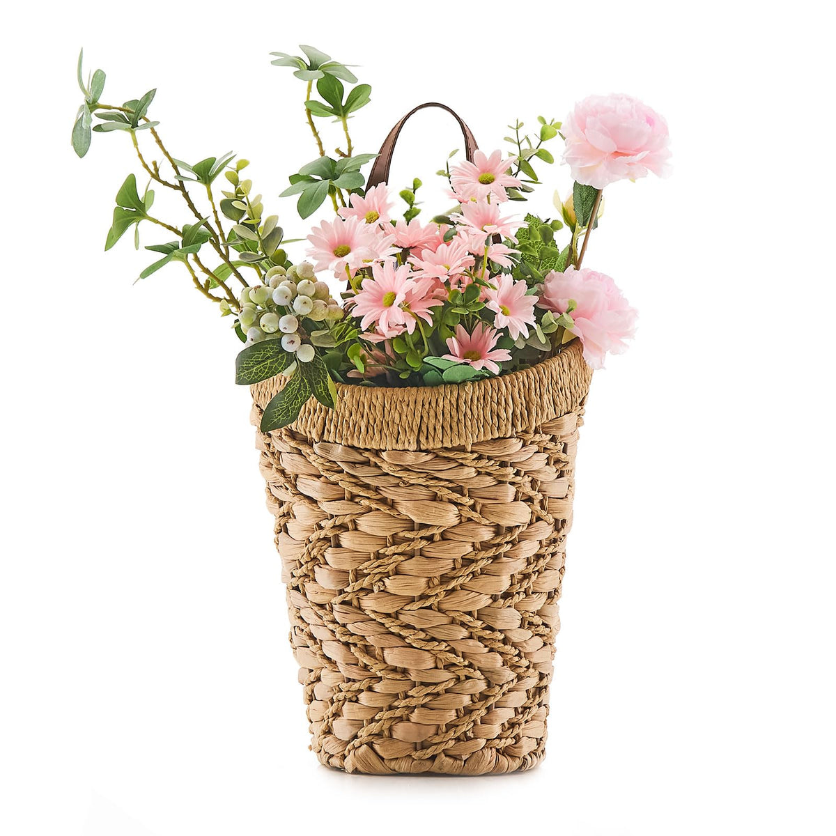 LGENHOOM front door basket handwoven water hyacinth for natural welcome and storage