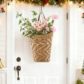 LGENHOOM handwoven wall-hanging basket with iron frame for durability and style