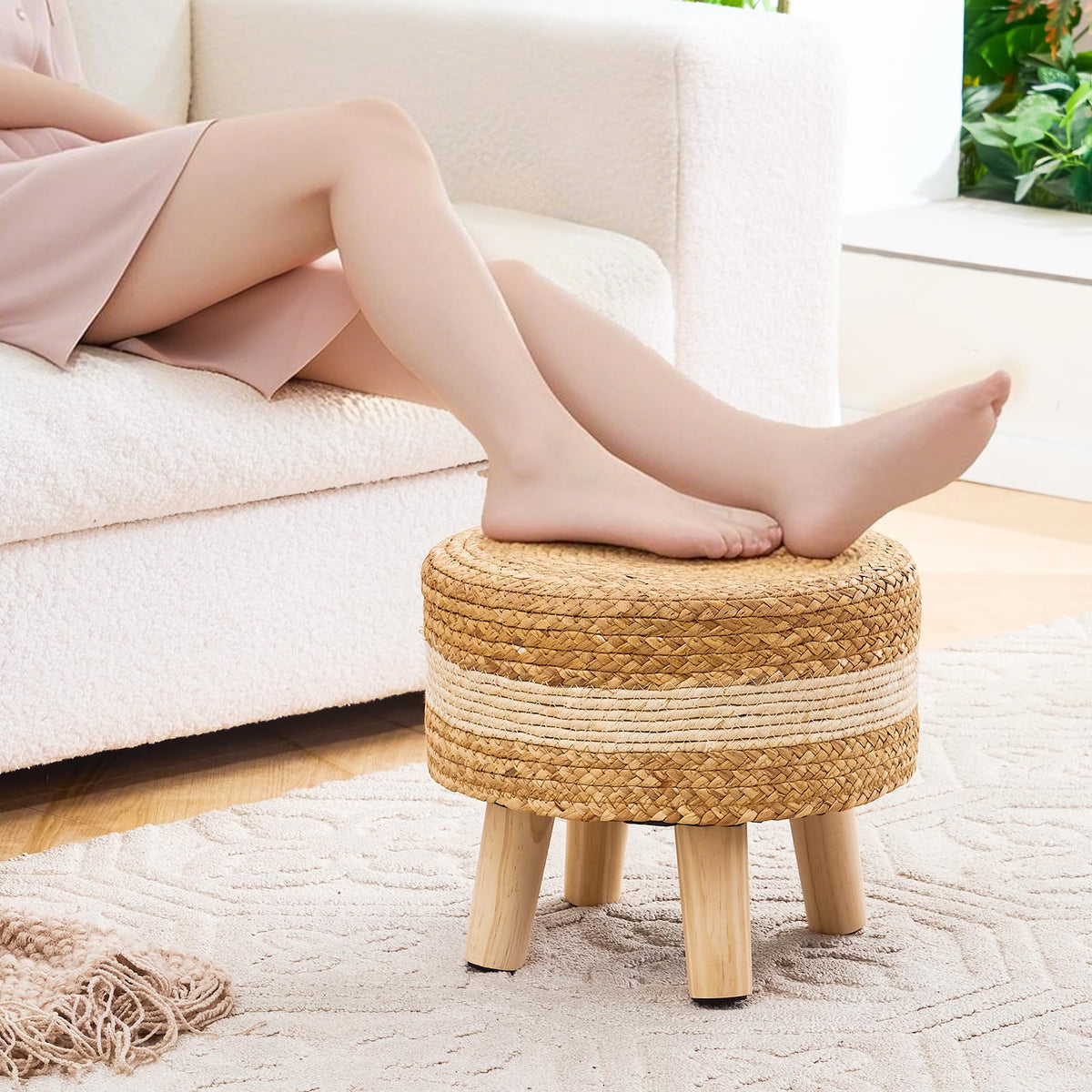 LGENHOOM outdoor-living stool on patio illustrating versatility