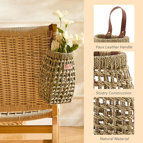 LGENHOOM wall hanging storage basket mounted with iron frame for sturdy organization.