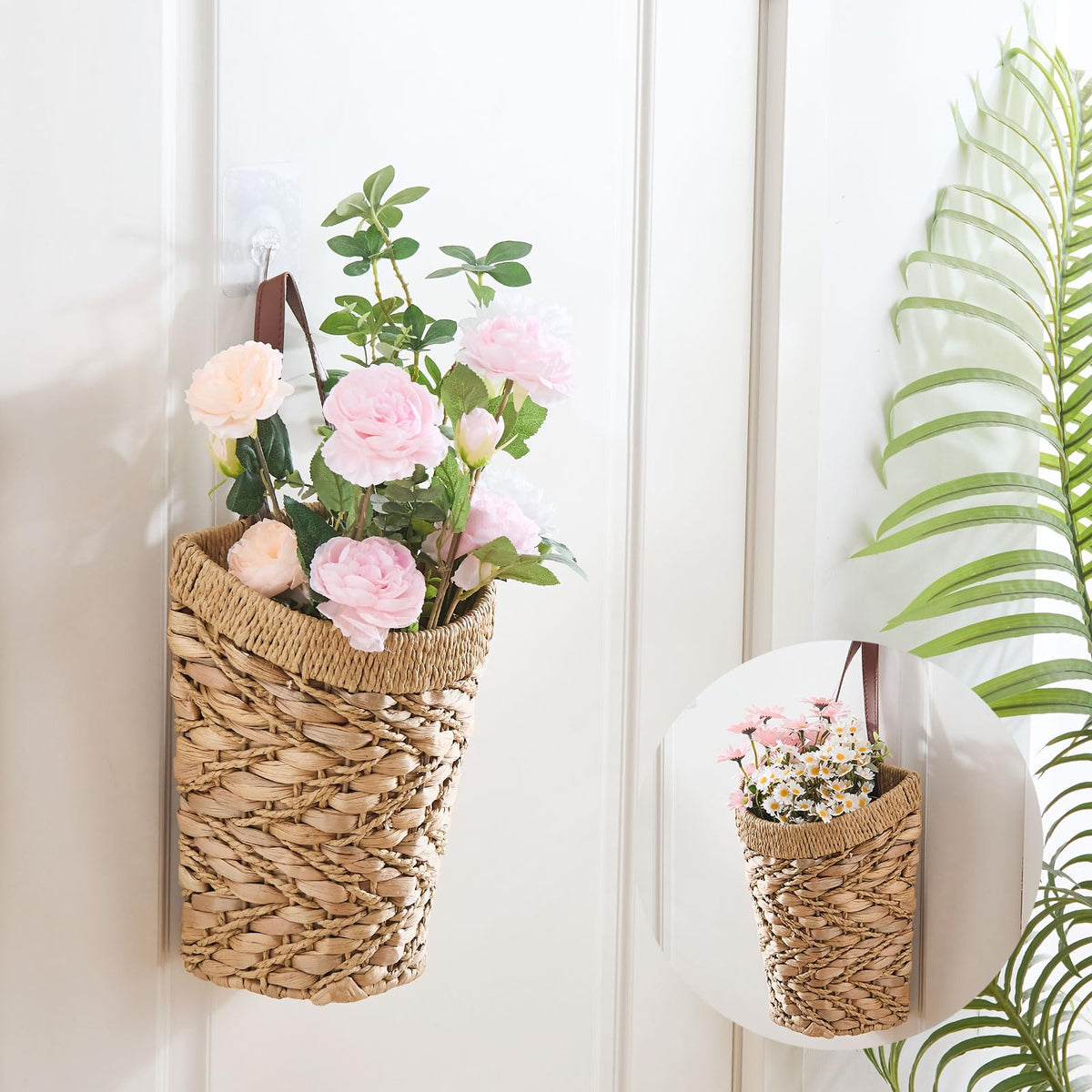 LGENHOOM water hyacinth basket with internal iron frame for lasting sturdiness