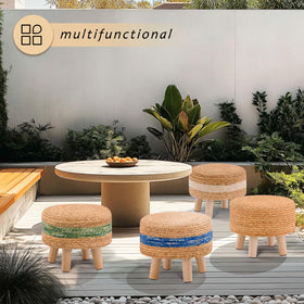 LGENHOOM white finish round ottoman decorative seating for indoors