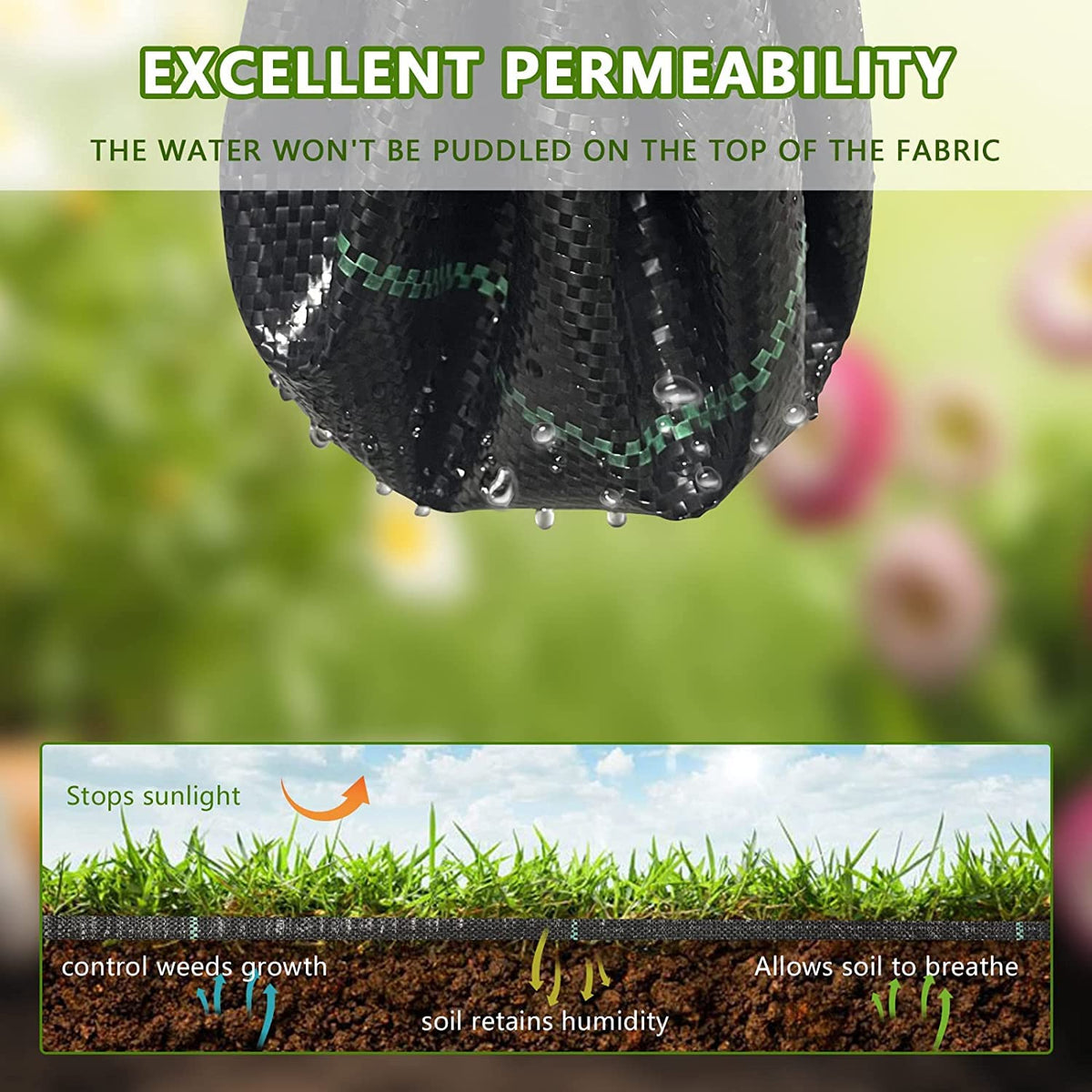 LGJIAOJIAO weed barrier landscape fabric keeps beds neat and weed-free