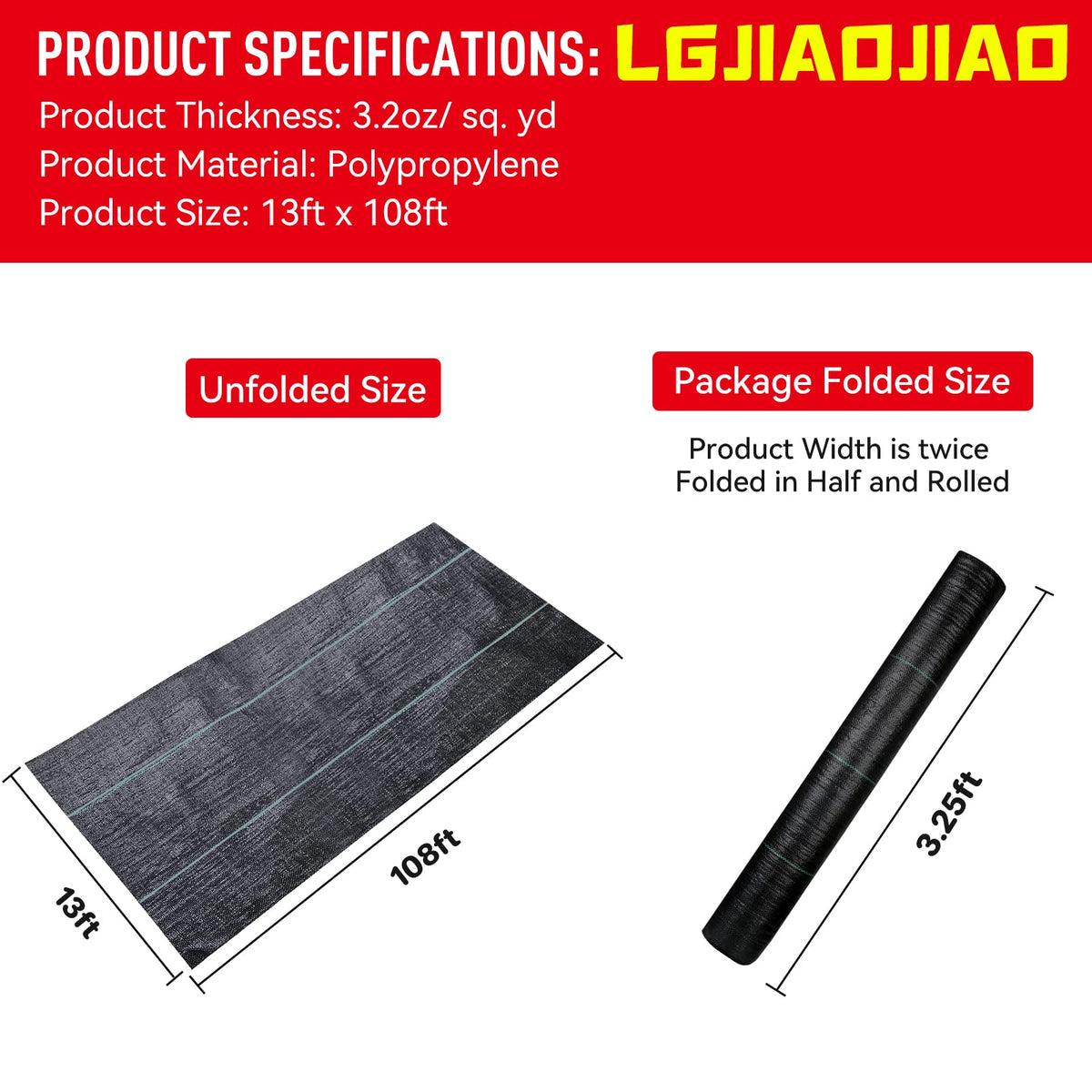 LGJIAOJIAO driveway fabric heavy-duty provides a stable underlayment under gravel or pavement.