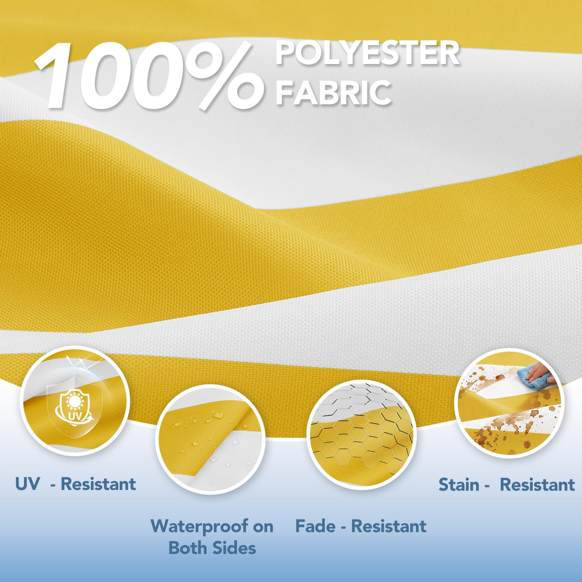 L'AGRATY fade-resistant fabric shown against sun exposure, maintaining color richness.