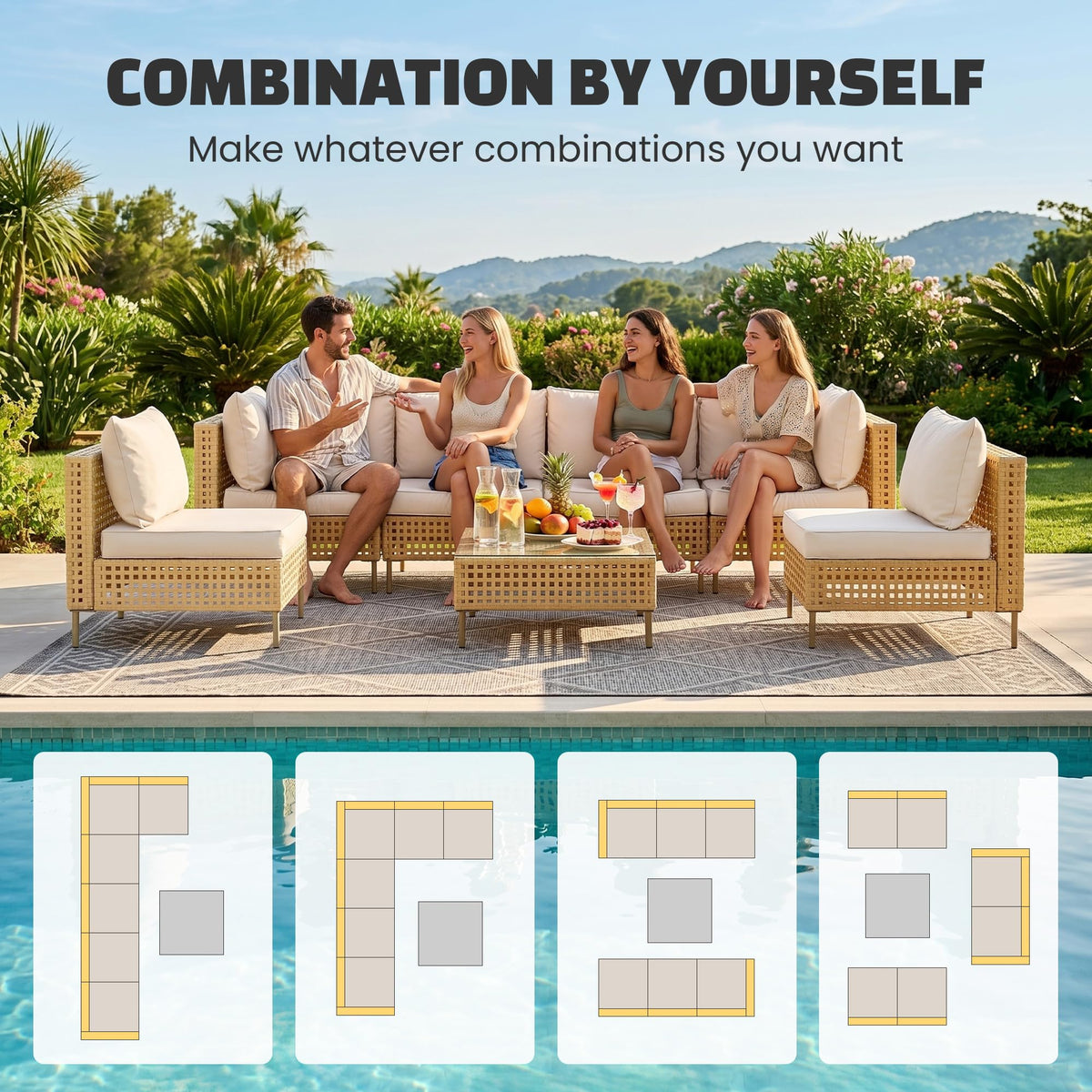 LHBcraft all-weather rattan resists sun and rain for year-round use